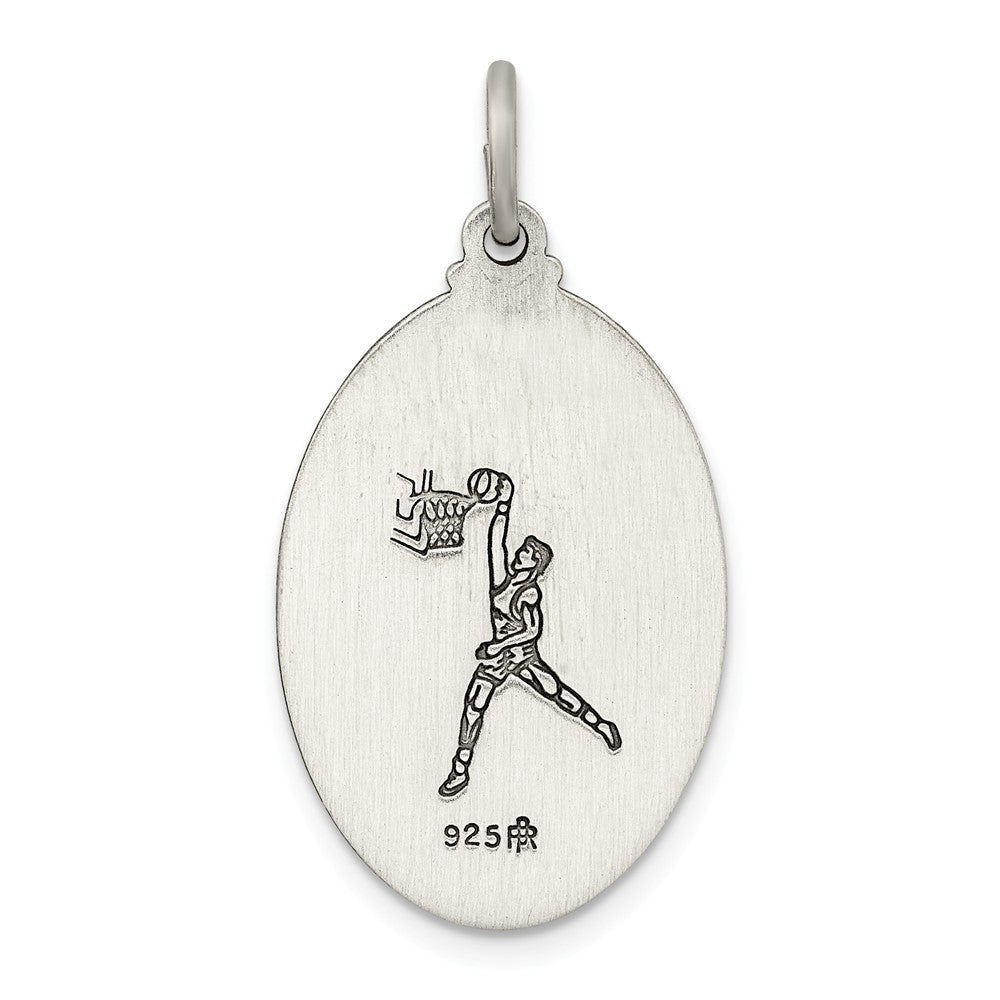 Million Charms 925 Sterling Silver Religious Saint Christopher Sports Basketball Medal
