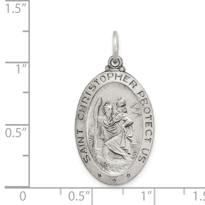 Million Charms 925 Sterling Silver Religious Saint Christopher Sports Baseball Medal
