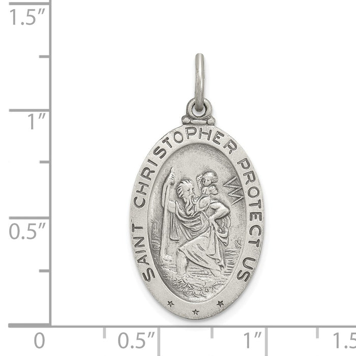 Million Charms 925 Sterling Silver St.Christopher Sports Soccer Medal