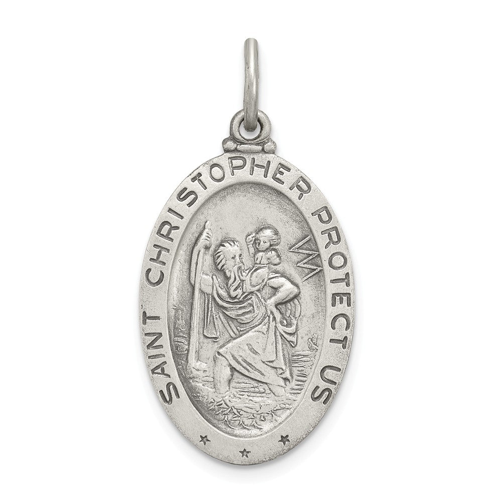 Million Charms 925 Sterling Silver St.Christopher Sports Soccer Medal