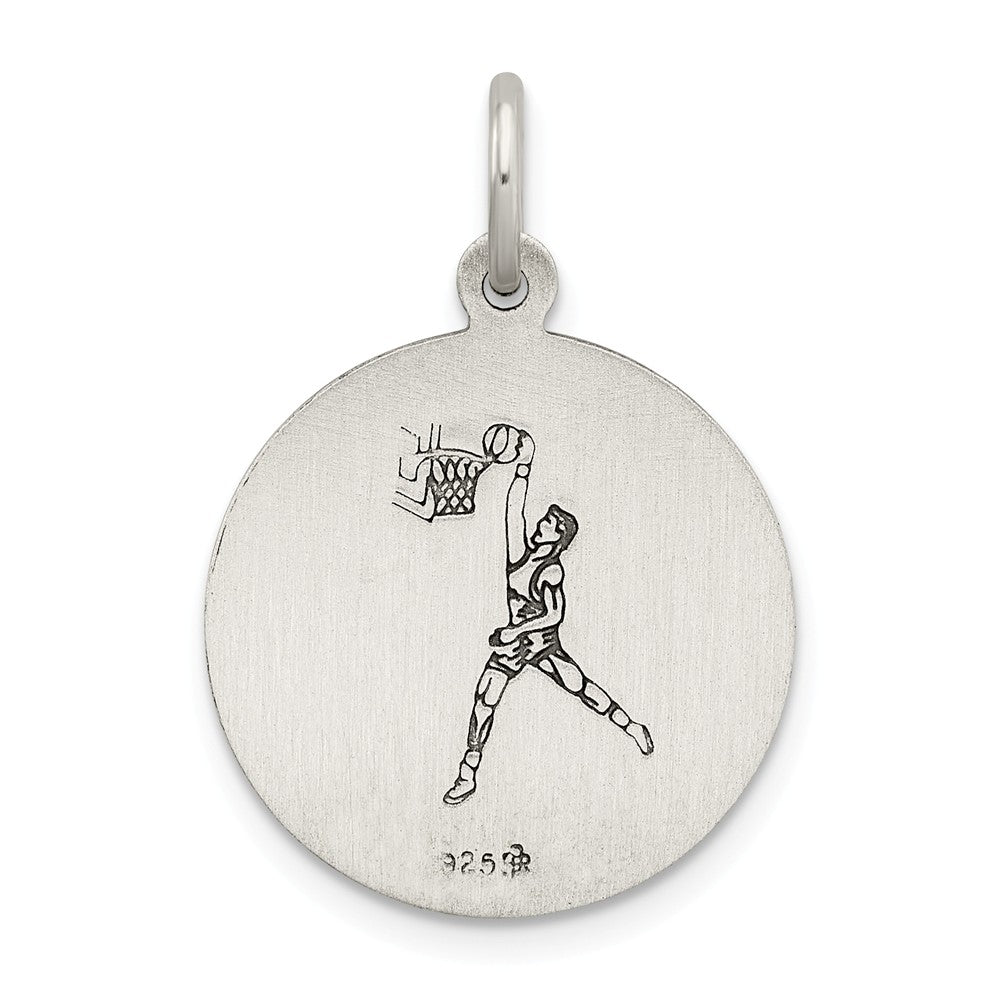 Million Charms 925 Sterling Silver Religious Saint Christopher Sports Basketball Medal
