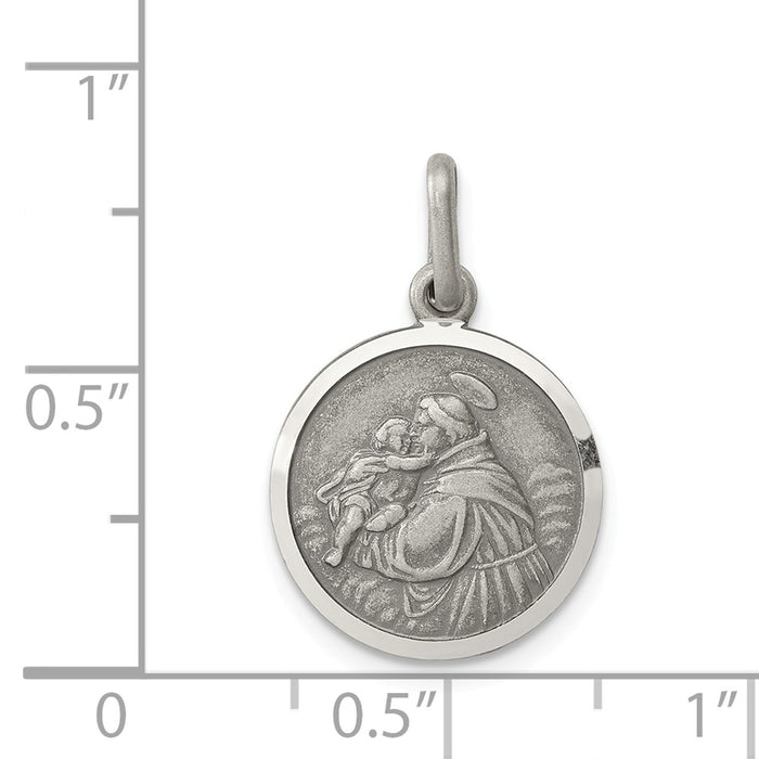 Million Charms 925 Sterling Silver Antiqued Religious Saint Anthony Medal