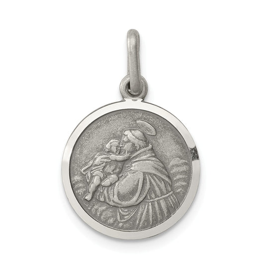 Million Charms 925 Sterling Silver Antiqued Religious Saint Anthony Medal