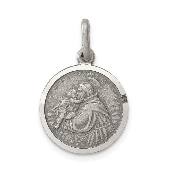 Million Charms 925 Sterling Silver Antiqued Religious Saint Anthony Medal