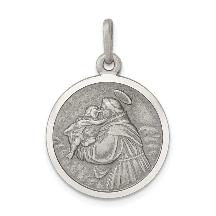 Million Charms 925 Sterling Silver Antiqued Religious Saint Anthony Medal