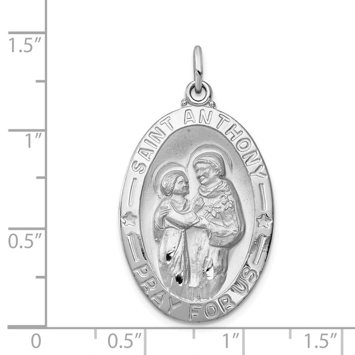 Million Charms 925 Sterling Silver Rhodium-Plated Religious Saint Anthony Medal