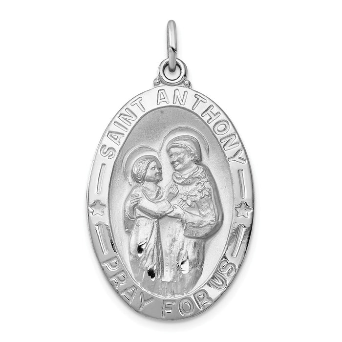Million Charms 925 Sterling Silver Rhodium-Plated Religious Saint Anthony Medal