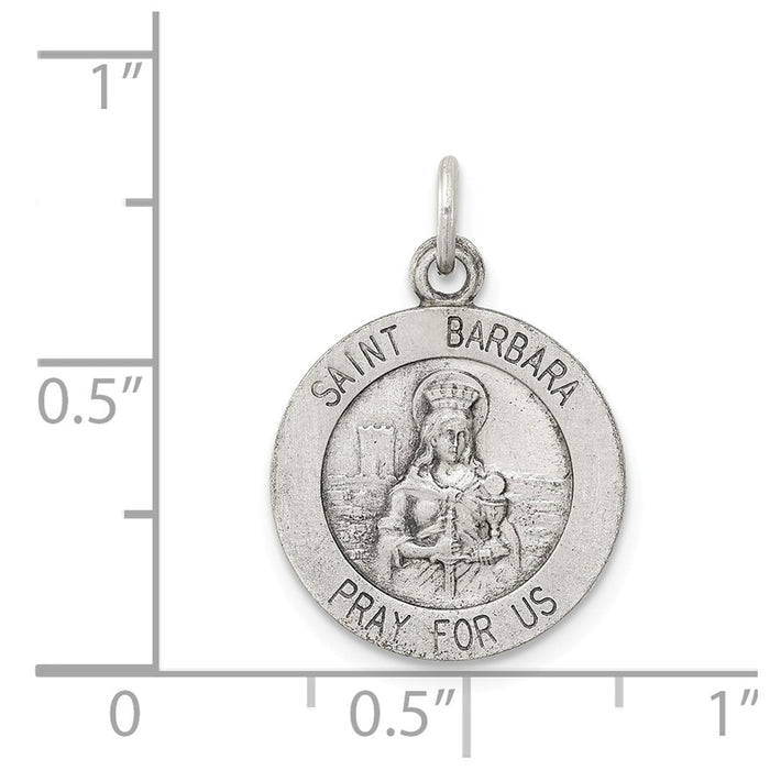 Million Charms 925 Sterling Silver Antiqued Religious Saint Barbara Medal