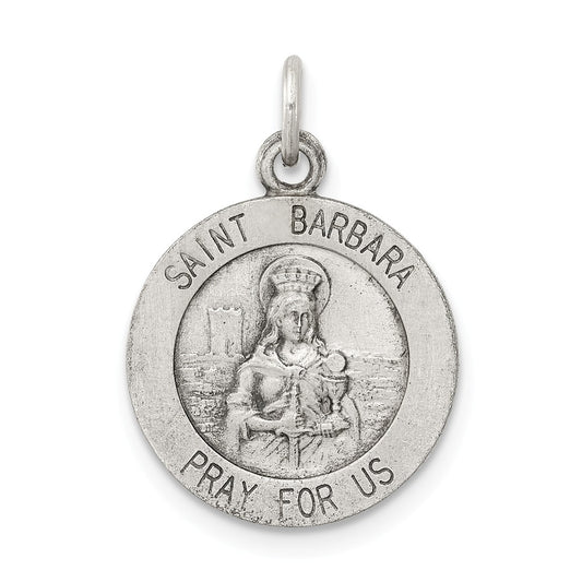 Million Charms 925 Sterling Silver Antiqued Religious Saint Barbara Medal