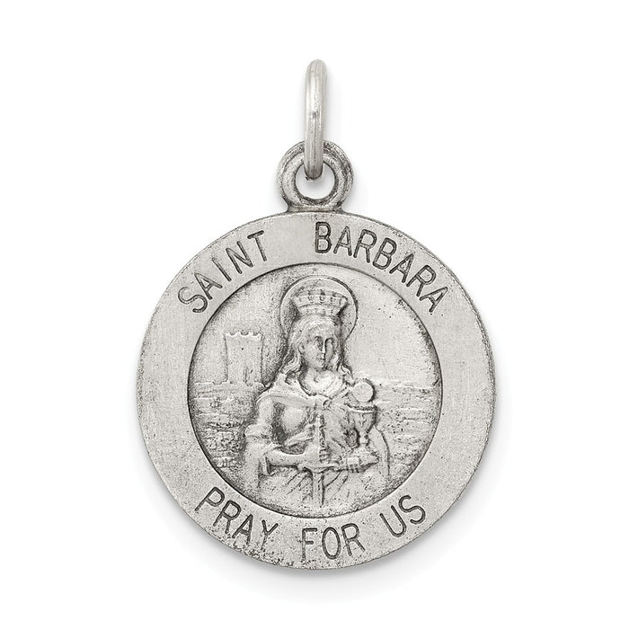 Million Charms 925 Sterling Silver Antiqued Religious Saint Barbara Medal