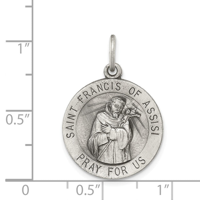 Million Charms 925 Sterling Silver Antiqued Religious Saint Francis Of Assisi Medal