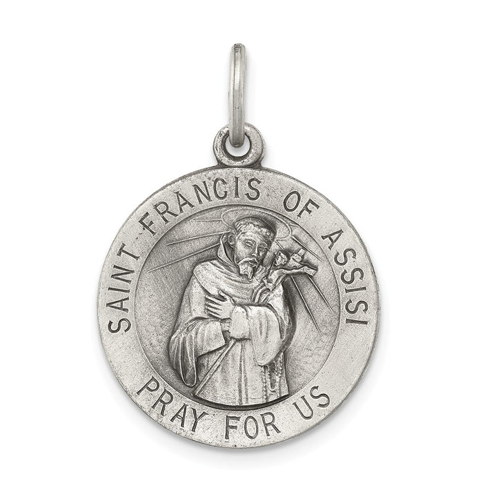 Million Charms 925 Sterling Silver Antiqued Religious Saint Francis Of Assisi Medal