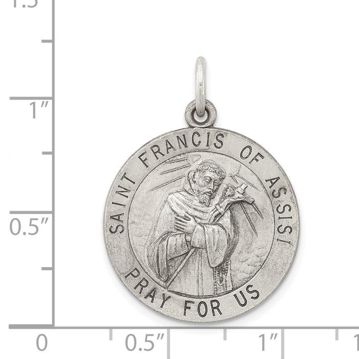 Million Charms 925 Sterling Silver Antiqued Religious Saint Francis Of Assisi Medal