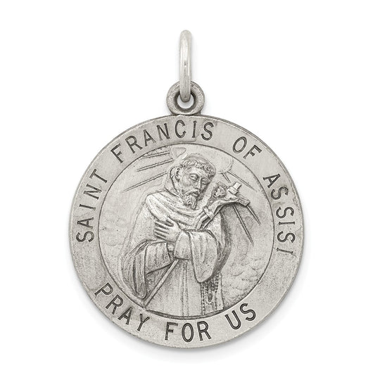 Million Charms 925 Sterling Silver Antiqued Religious Saint Francis Of Assisi Medal