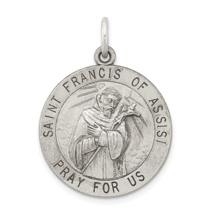 Million Charms 925 Sterling Silver Antiqued Religious Saint Francis Of Assisi Medal