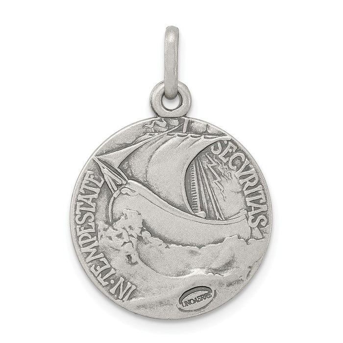 Million Charms 925 Sterling Silver Antiqued Religious Saint George Medal