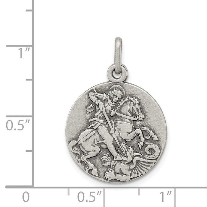 Million Charms 925 Sterling Silver Antiqued Religious Saint George Medal