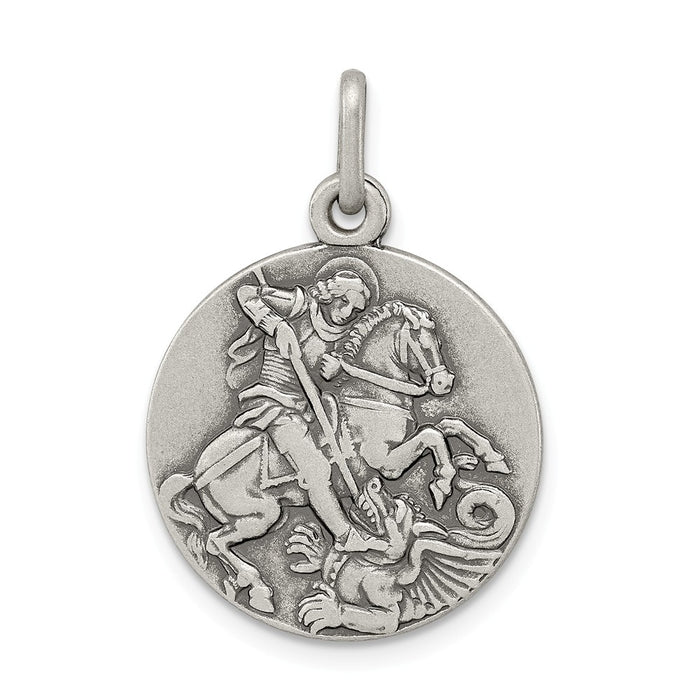 Million Charms 925 Sterling Silver Antiqued Religious Saint George Medal