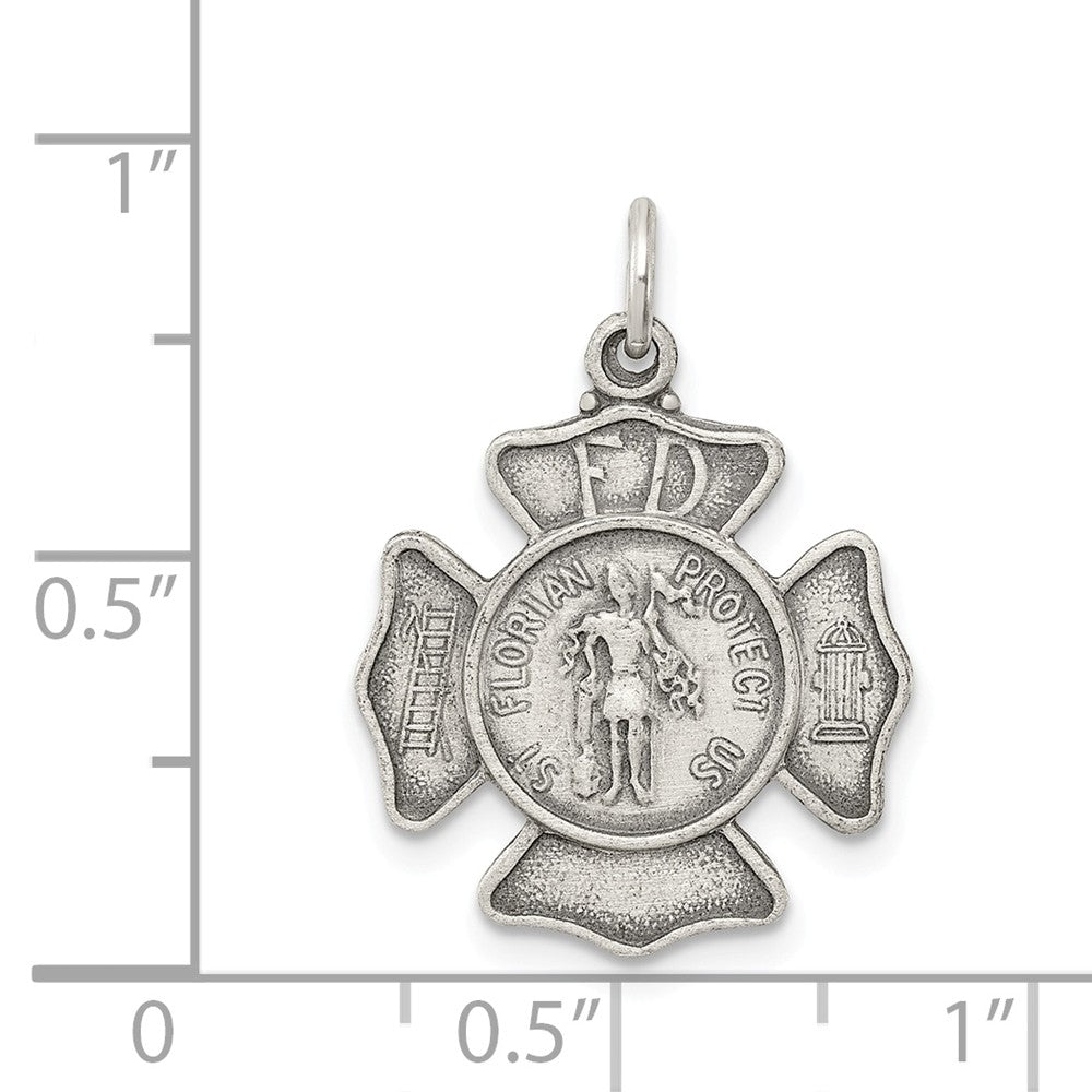 Million Charms 925 Sterling Silver Religious Saint Florian Badge Medal