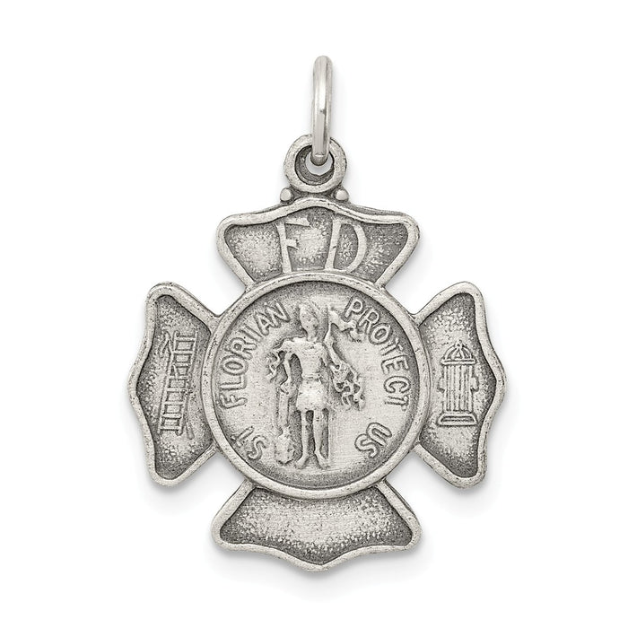 Million Charms 925 Sterling Silver Religious Saint Florian Badge Medal
