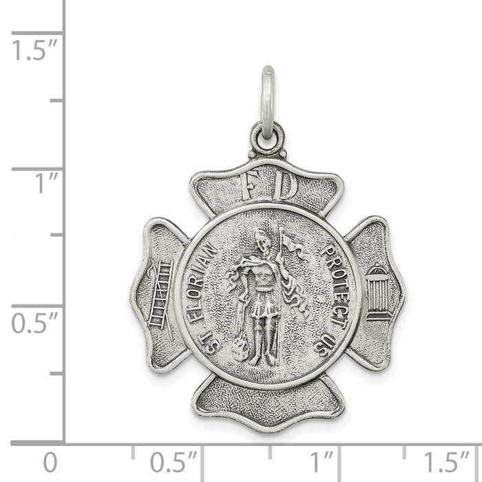 Million Charms 925 Sterling Silver Religious Saint Florian Badge Medal