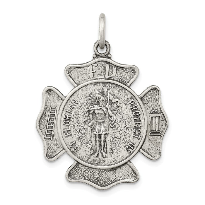 Million Charms 925 Sterling Silver Religious Saint Florian Badge Medal