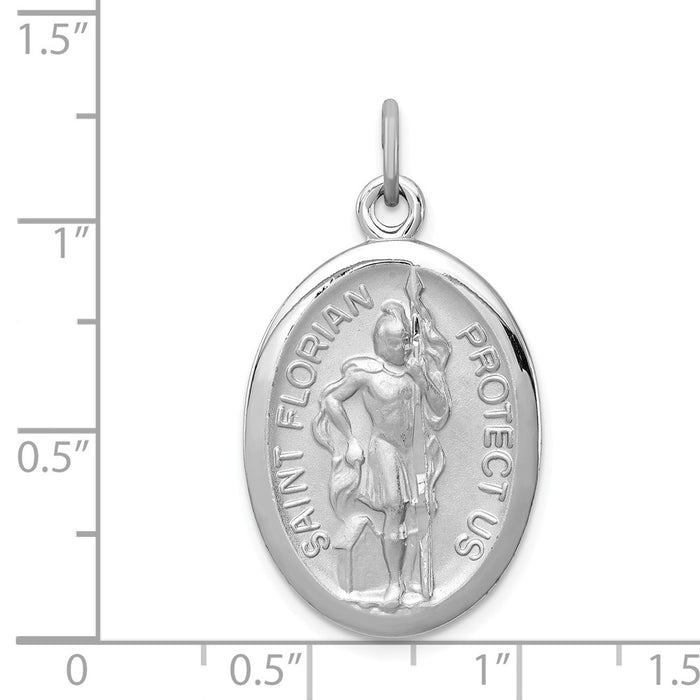 Million Charms 925 Sterling Silver Rhodium-Plated Religious Saint Florian Medal