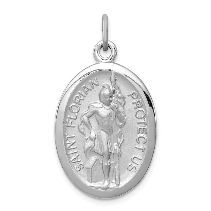 Million Charms 925 Sterling Silver Rhodium-Plated Religious Saint Florian Medal