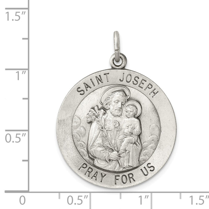 Million Charms 925 Sterling Silver Antiqued Religious Saint Joseph Medal