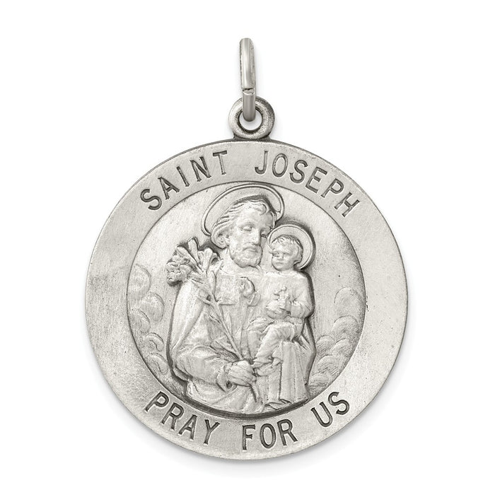 Million Charms 925 Sterling Silver Antiqued Religious Saint Joseph Medal