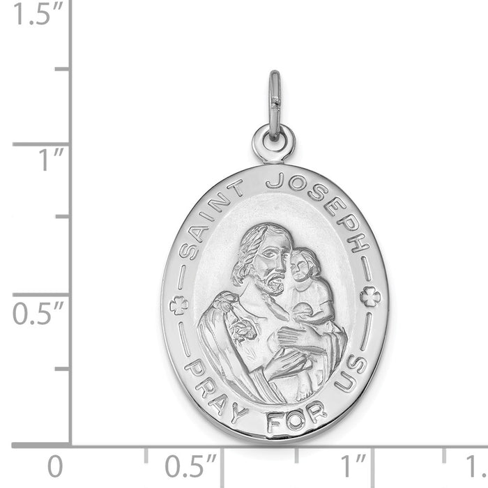 Million Charms 925 Sterling Silver Rhodium-Plated Religious Saint Joseph Medal