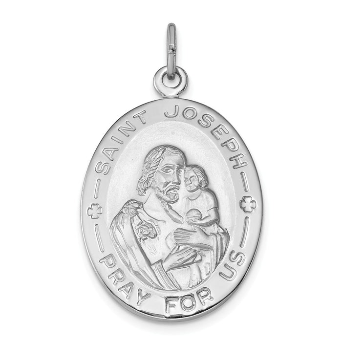 Million Charms 925 Sterling Silver Rhodium-Plated Religious Saint Joseph Medal