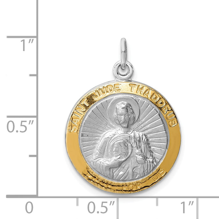 Million Charms 925 Sterling Silver Rhodium-Plated Religious Saint Jude Thaddeus Medal