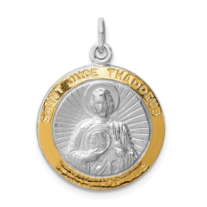 Million Charms 925 Sterling Silver Rhodium-Plated Religious Saint Jude Thaddeus Medal