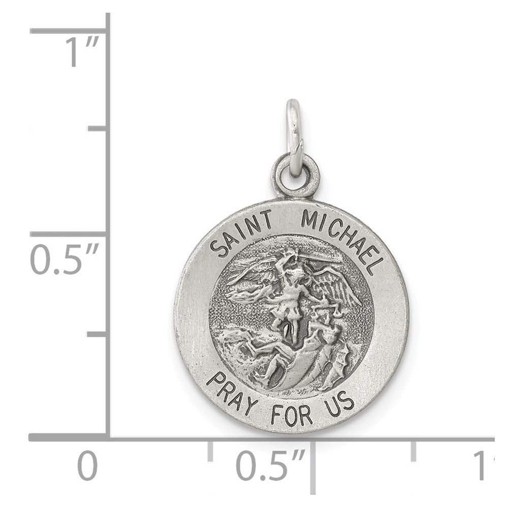 Million Charms 925 Sterling Silver Antiqued Religious Saint Michael Medal