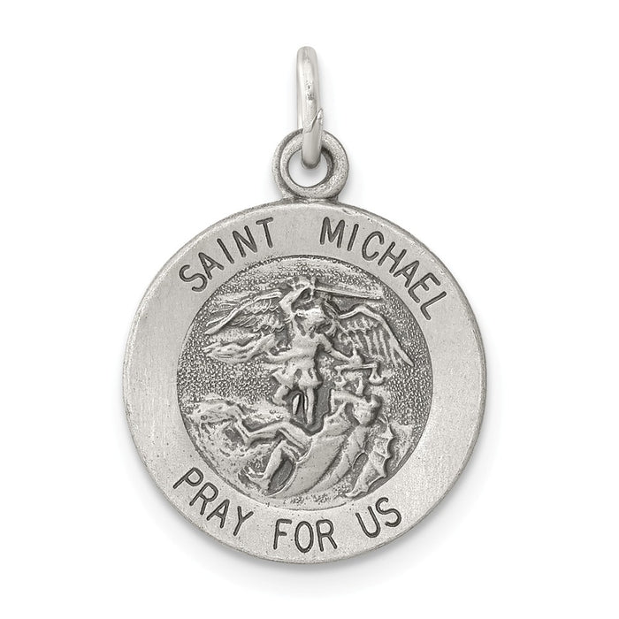 Million Charms 925 Sterling Silver Antiqued Religious Saint Michael Medal