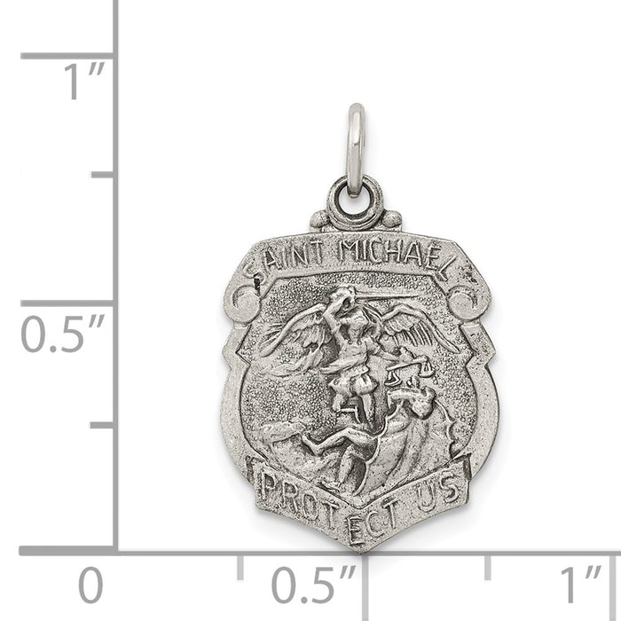 Million Charms 925 Sterling Silver Religious Saint Michael Badge Medal