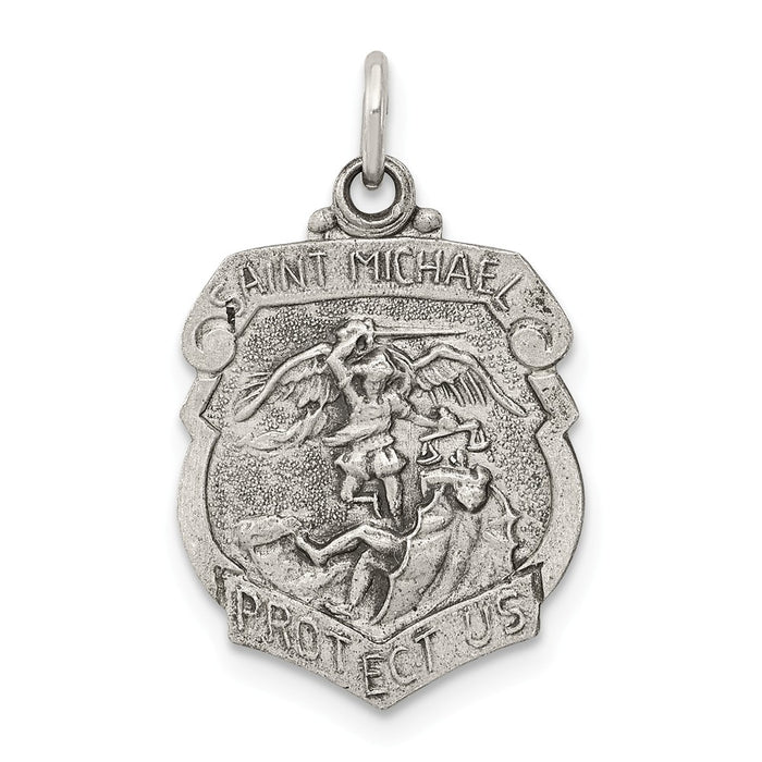 Million Charms 925 Sterling Silver Religious Saint Michael Badge Medal