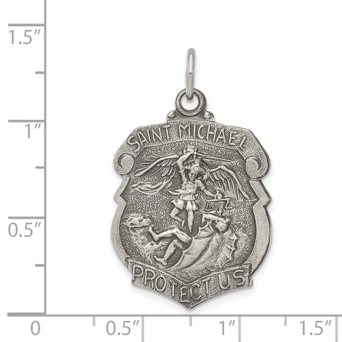 Million Charms 925 Sterling Silver Religious Saint Michael Badge Medal