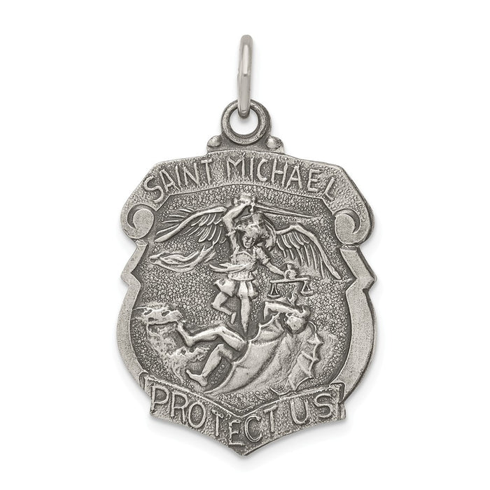 Million Charms 925 Sterling Silver Religious Saint Michael Badge Medal