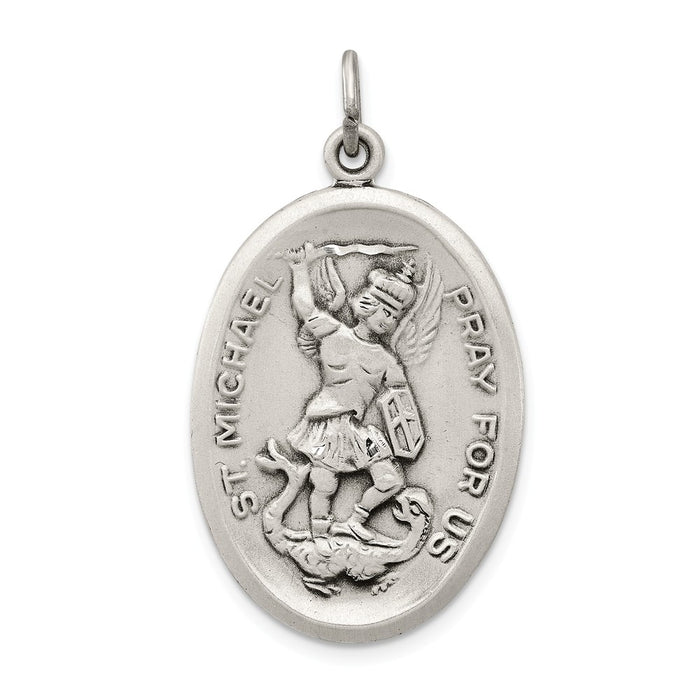 Million Charms 925 Sterling Silver Reversible Religious Saint Michael Medal