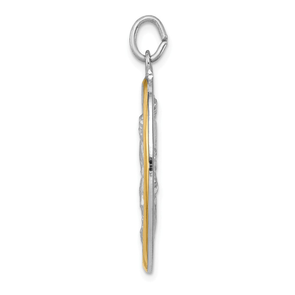 Million Charms 925 Sterling Silver Reversible Rhodium-Plated & Vermeil Religious Saint Michael Medal