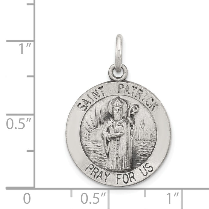 Million Charms 925 Sterling Silver Antiqued Religious Saint Patrick Medal