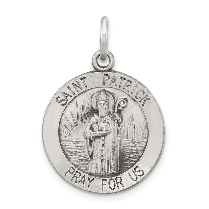 Million Charms 925 Sterling Silver Antiqued Religious Saint Patrick Medal