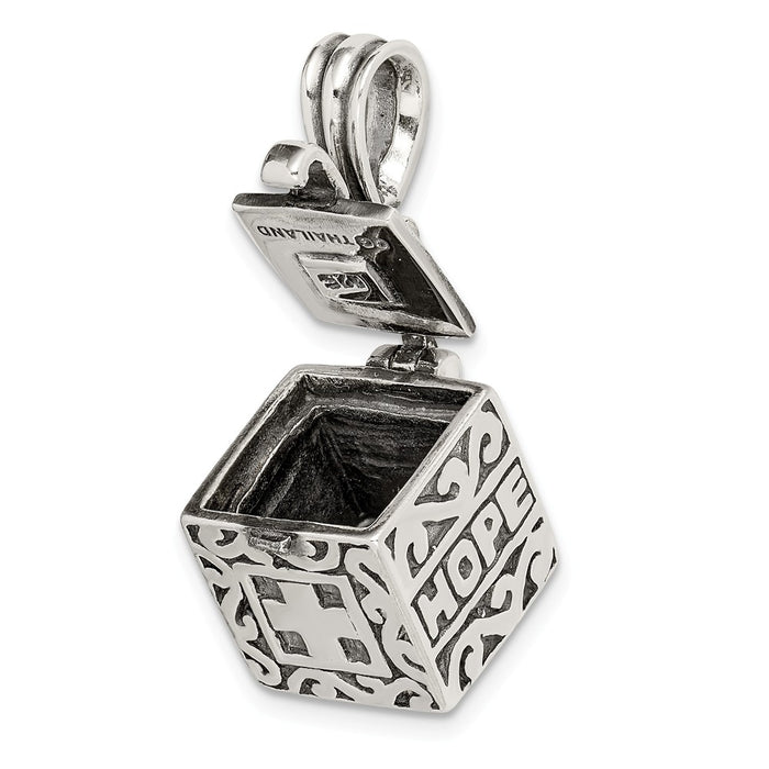 Million Charms 925 Sterling Silver Faith & Hope Prayer Box Pendant