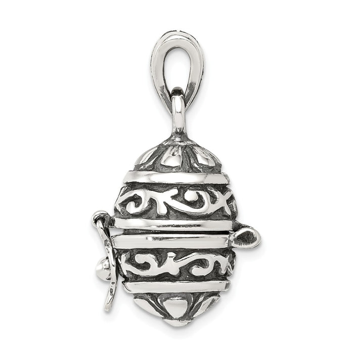 Million Charms 925 Sterling Silver Oval Prayer Box Pendant
