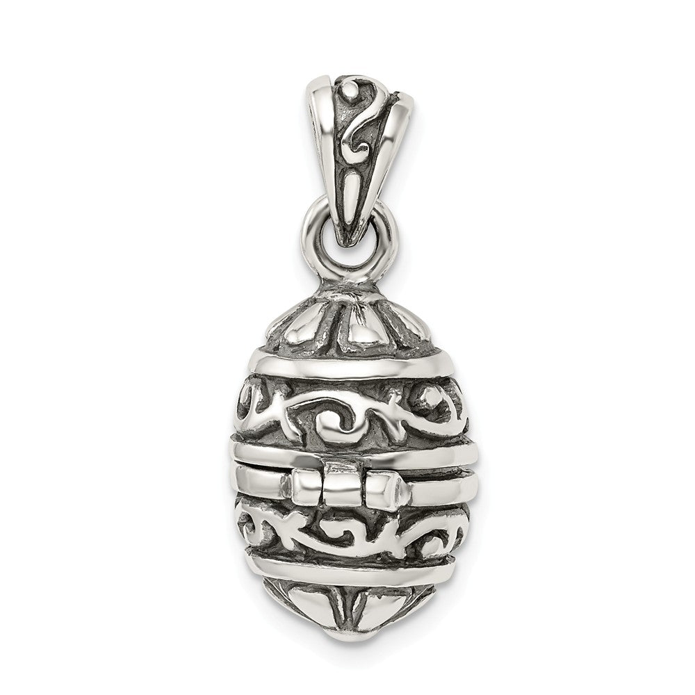 Million Charms 925 Sterling Silver Oval Prayer Box Pendant