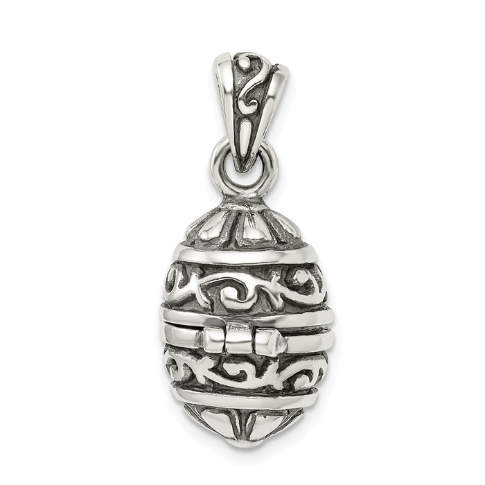 Million Charms 925 Sterling Silver Oval Prayer Box Pendant