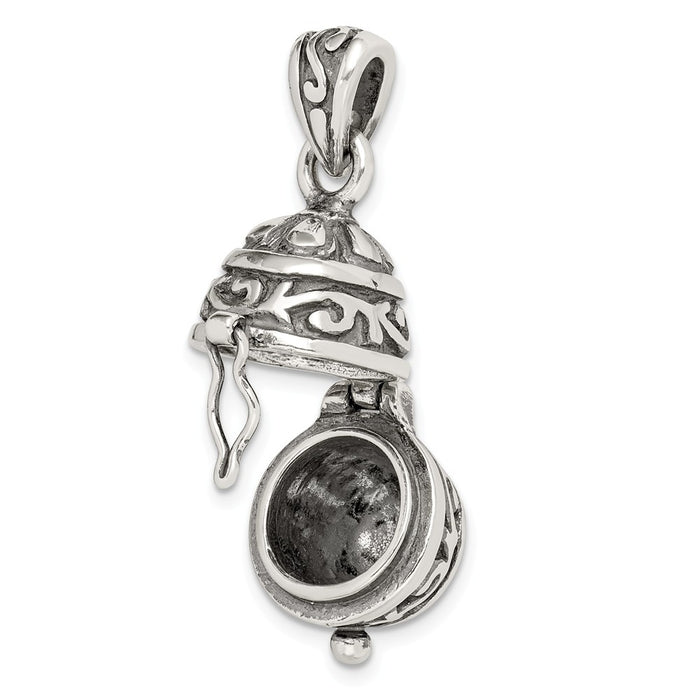 Million Charms 925 Sterling Silver Oval Prayer Box Pendant