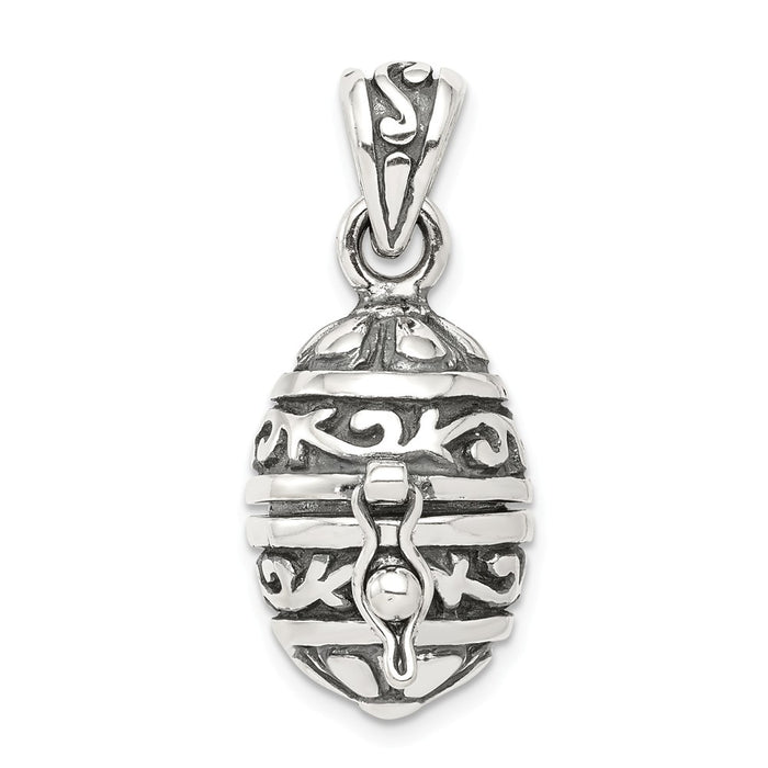 Million Charms 925 Sterling Silver Oval Prayer Box Pendant
